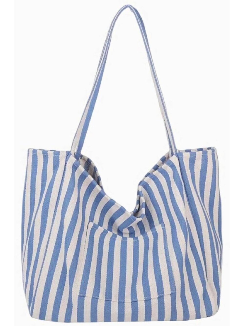Stylish Striped Canvas Tote Bag for Women - Medium Size Beach & Work Shoulder